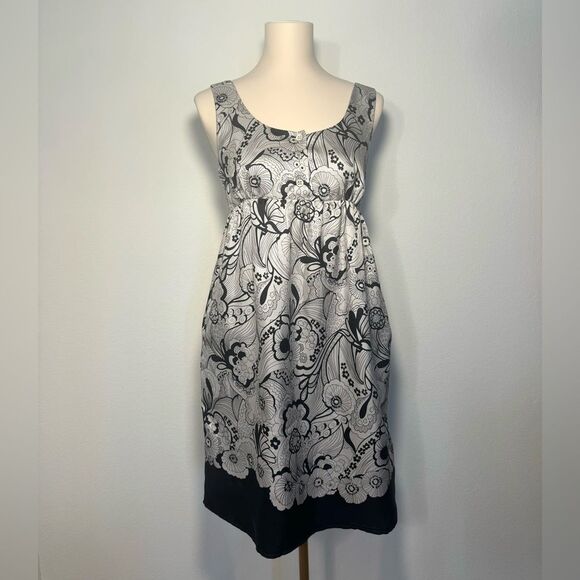 See by Chloe Navy Blue and Gray Silver Floral Sleeveless Dress Women’s Size 4 - Picture 1 of 11